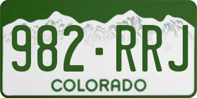 CO license plate 982RRJ