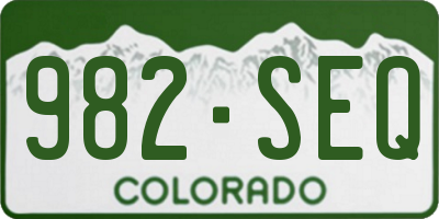 CO license plate 982SEQ