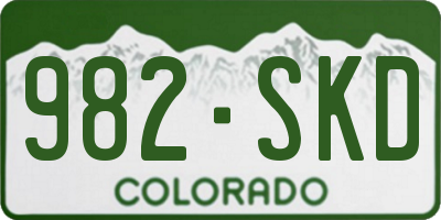 CO license plate 982SKD