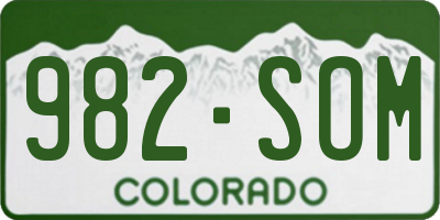 CO license plate 982SOM