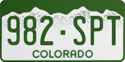 CO license plate 982SPT