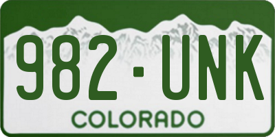 CO license plate 982UNK