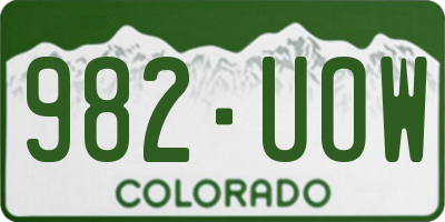 CO license plate 982UOW