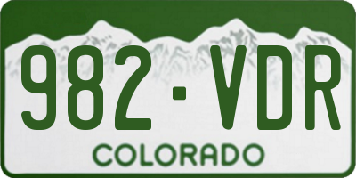 CO license plate 982VDR