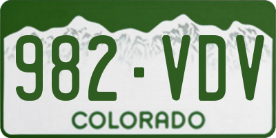 CO license plate 982VDV