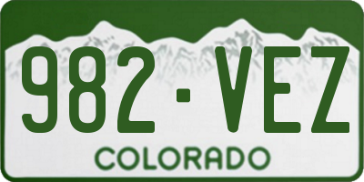 CO license plate 982VEZ