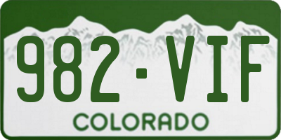 CO license plate 982VIF