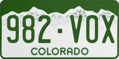 CO license plate 982VOX