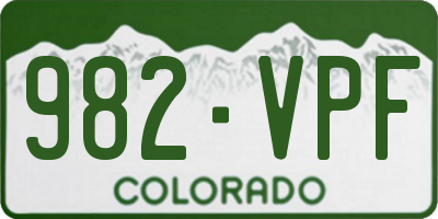 CO license plate 982VPF