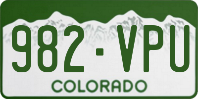 CO license plate 982VPU