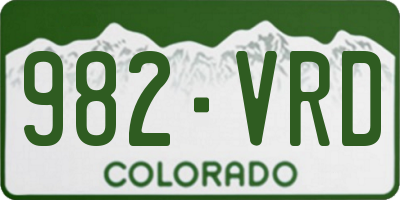 CO license plate 982VRD