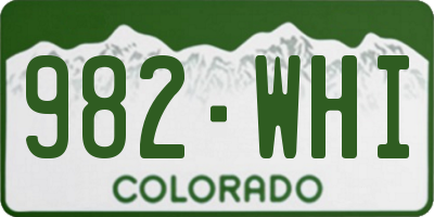 CO license plate 982WHI