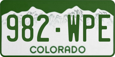 CO license plate 982WPE