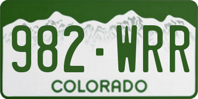 CO license plate 982WRR
