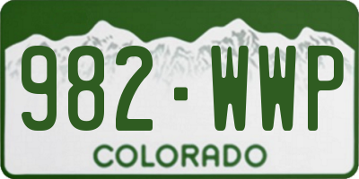 CO license plate 982WWP