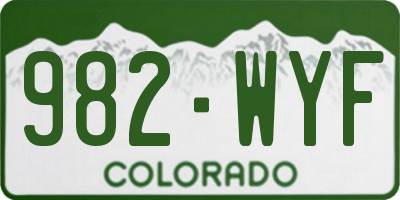 CO license plate 982WYF