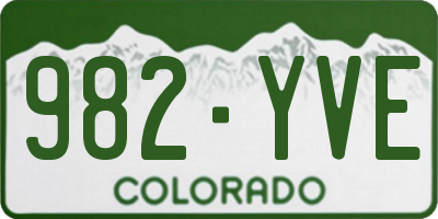 CO license plate 982YVE