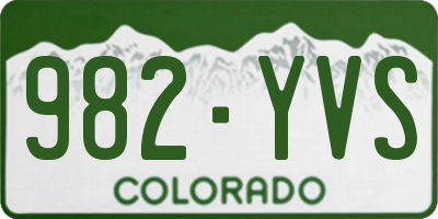 CO license plate 982YVS