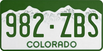 CO license plate 982ZBS