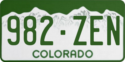 CO license plate 982ZEN