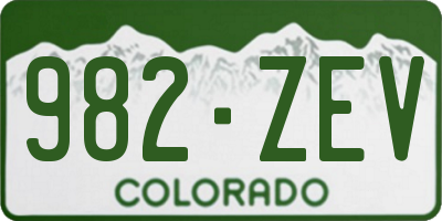 CO license plate 982ZEV