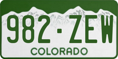 CO license plate 982ZEW