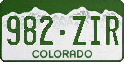 CO license plate 982ZIR