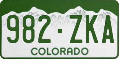 CO license plate 982ZKA