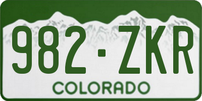 CO license plate 982ZKR