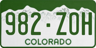 CO license plate 982ZOH