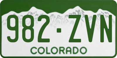 CO license plate 982ZVN
