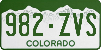 CO license plate 982ZVS