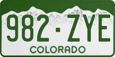 CO license plate 982ZYE