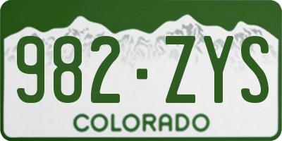 CO license plate 982ZYS