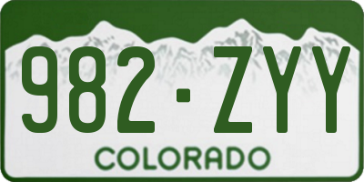 CO license plate 982ZYY