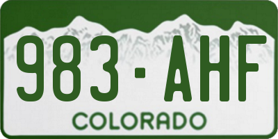 CO license plate 983AHF
