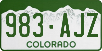 CO license plate 983AJZ