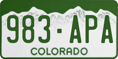 CO license plate 983APA