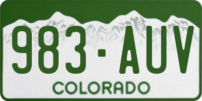 CO license plate 983AUV