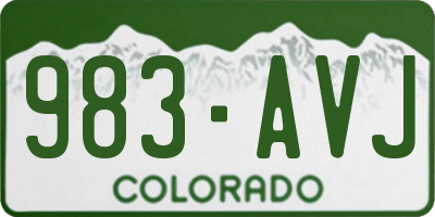 CO license plate 983AVJ