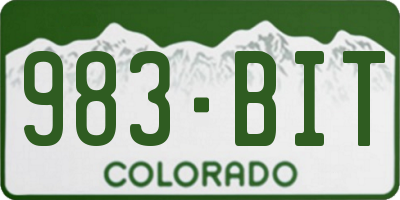CO license plate 983BIT