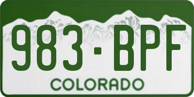 CO license plate 983BPF