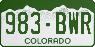 CO license plate 983BWR