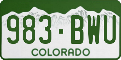 CO license plate 983BWU