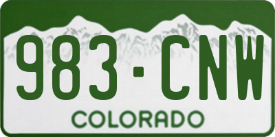 CO license plate 983CNW