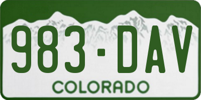 CO license plate 983DAV