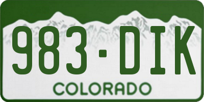 CO license plate 983DIK