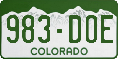 CO license plate 983DOE