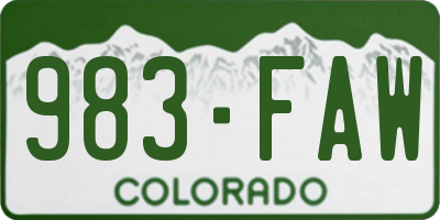 CO license plate 983FAW