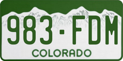 CO license plate 983FDM